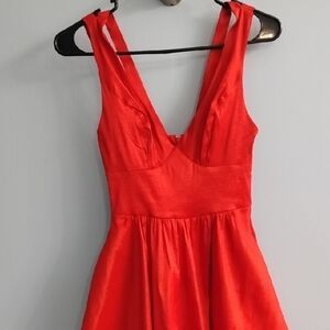B Darlin Split Strap Vibrant Red Mini Dress W/Deep V Size 1/2 🌹